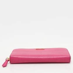 Fendi Pink Leather Elite Zip Around Wallet