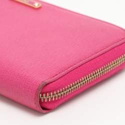 Fendi Pink Leather Elite Zip Around Wallet
