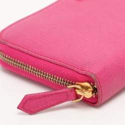 Fendi Pink Leather Elite Zip Around Wallet