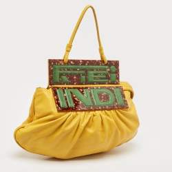 Pre Owned Fendi Yellow Leather and Snakeskin To You Convertible Clutch Bag