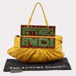 Pre Owned Fendi Yellow Leather and Snakeskin To You Convertible Clutch Bag