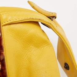 Pre Owned Fendi Yellow Leather and Snakeskin To You Convertible Clutch Bag