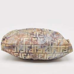 Pre Owned Fendi Multicolor Zucca Fabric and Lizard Embossed Leather Chef Shoulder Bag