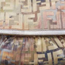 Pre Owned Fendi Multicolor Zucca Fabric and Lizard Embossed Leather Chef Shoulder Bag