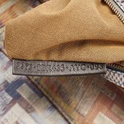 Pre Owned Fendi Multicolor Zucca Fabric and Lizard Embossed Leather Chef Shoulder Bag