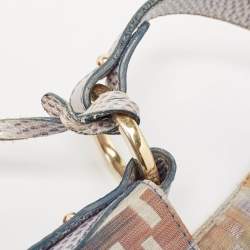 Pre Owned Fendi Multicolor Zucca Fabric and Lizard Embossed Leather Chef Shoulder Bag