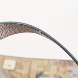 Pre Owned Fendi Multicolor Zucca Fabric and Lizard Embossed Leather Chef Shoulder Bag