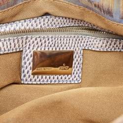 Pre Owned Fendi Multicolor Zucca Fabric and Lizard Embossed Leather Chef Shoulder Bag