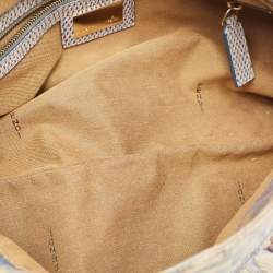 Pre Owned Fendi Multicolor Zucca Fabric and Lizard Embossed Leather Chef Shoulder Bag