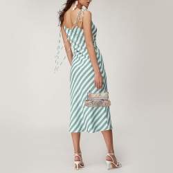 Pre Owned Fendi Multicolor Zucca Fabric and Lizard Embossed Leather Chef Shoulder Bag