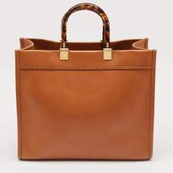 Pre Owned Fendi Brown Leather Medium Sunshine Shopper Tote