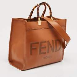 Pre Owned Fendi Brown Leather Medium Sunshine Shopper Tote