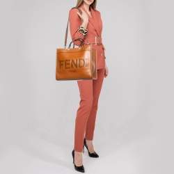 Pre Owned Fendi Brown Leather Medium Sunshine Shopper Tote