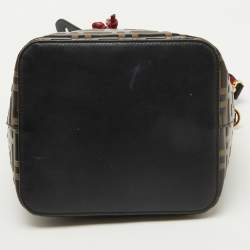 Fendi Brown/Red Zucca Leather Mon Tresor Bucket Bag