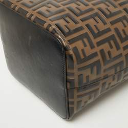 Fendi Brown/Red Zucca Leather Mon Tresor Bucket Bag