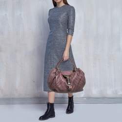 Pre Owned Fendi Purple Pebbled Leather Spy Bag