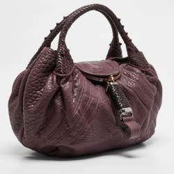 Pre Owned Fendi Purple Pebbled Leather Spy Bag