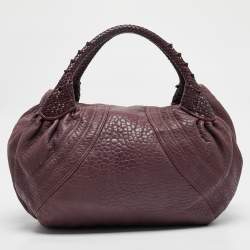 Pre Owned Fendi Purple Pebbled Leather Spy Bag