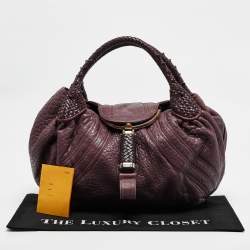 Pre Owned Fendi Purple Pebbled Leather Spy Bag