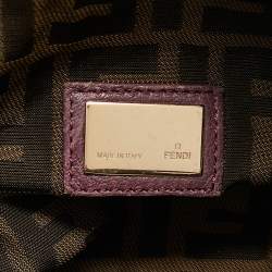 Pre Owned Fendi Purple Pebbled Leather Spy Bag