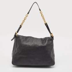 Pre Owned Fendi Black Leather Mamma Forever Shoulder Bag