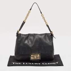 Pre Owned Fendi Black Leather Mamma Forever Shoulder Bag
