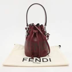 Fendi Burgundy Leather Mini Mon Tresor Bucket Bag