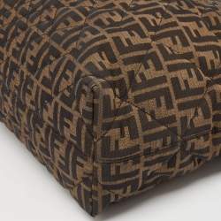 Pre Owned Fendi Black/Tobacco Quilted Zucca Fabric and Patent Leather Roll Tote