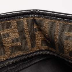 Pre Owned Fendi Black/Tobacco Quilted Zucca Fabric and Patent Leather Roll Tote