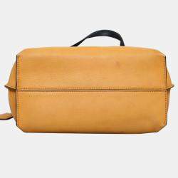 Pre Owned Fendi Light Orange Leather Shopping Tote Bag