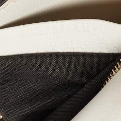 Pre Owned Fendi White FF Embossed Leather Midi Chain Baguette Bag