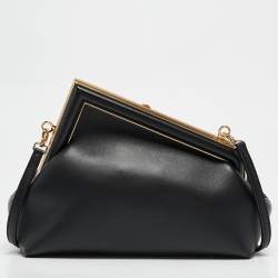 Pre Owned Fendi Black Leather Small First Clutch Bag