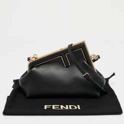 Pre Owned Fendi Black Leather Small First Clutch Bag