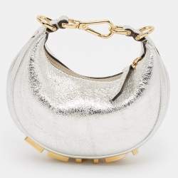 Fendi Silver Leather Nano Fendigraphy Hobo