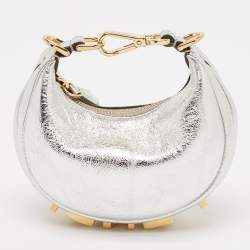 Fendi Silver Leather Nano Fendigraphy Hobo