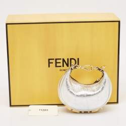 Fendi Silver Leather Nano Fendigraphy Hobo