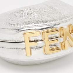 Fendi Silver Leather Nano Fendigraphy Hobo