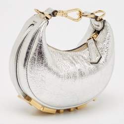 Fendi Silver Leather Nano Fendigraphy Hobo