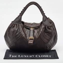Pre Owned Fendi Brown Nappa Leather Spy Bag