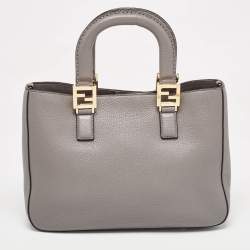 Pre Owned Fendi Grey Leather Gloria Tote