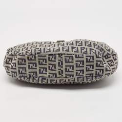 Fendi Navy Blue Zucchino Canvas and Leather FF Flap Hobo