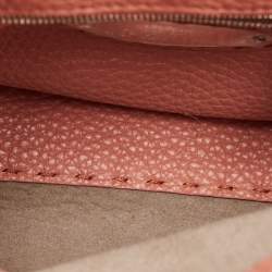 Pre Owned Fendi Old Rose Leather and Snakeskin Leather Mini Whipstitch Peekaboo Top Handle Bag