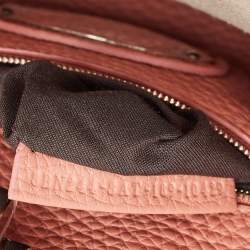Pre Owned Fendi Old Rose Leather and Snakeskin Leather Mini Whipstitch Peekaboo Top Handle Bag