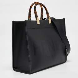 Pre Owned Fendi Black Leather Medium Sunshine Shopper Tote