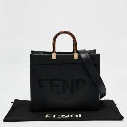 Pre Owned Fendi Black Leather Medium Sunshine Shopper Tote