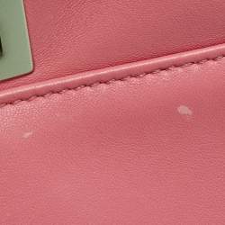 مملوكة مسبقًا Fendi Pink/Green Leather Mini Peekaboo Top Handle Bag