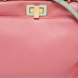 مملوكة مسبقًا Fendi Pink/Green Leather Mini Peekaboo Top Handle Bag