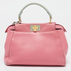 مملوكة مسبقًا Fendi Pink/Green Leather Mini Peekaboo Top Handle Bag