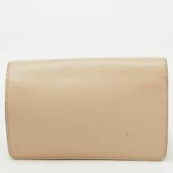 Fendi Beige Leather Studded Flap Wallet on Chain 