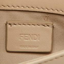 Fendi Beige Leather Studded Flap Wallet on Chain 